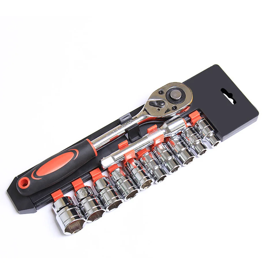 12Pcs 1/4 Inch Socket Drive Ratchet Wrench Multi-Function Spanner Bicycle Motorcycle Car Repairing Tool Set