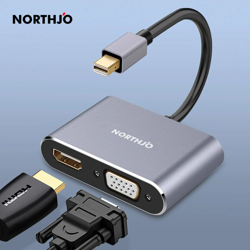 NORTHJO Mini DisplayPort to HDMI VGA Adapter minidp Converter 4K Thunderbolt 2.0 for MacBook Pro Air iMac Surface Laptop 2 Book