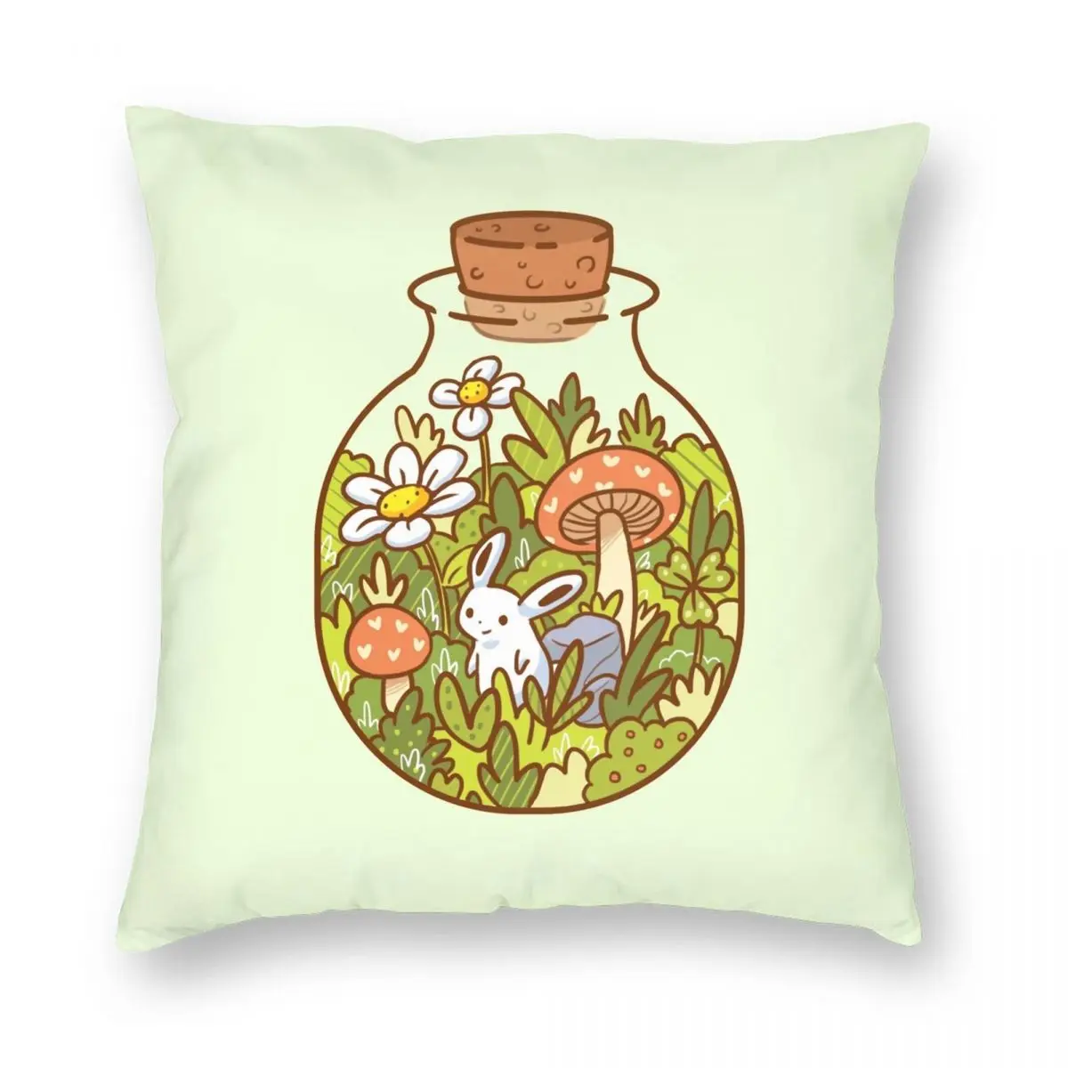 

Bunny In A Bottle Square Pillowcase Polyester Linen Velvet Printed Zip Decor Throw Pillow Case Car Cushion Cover 18"