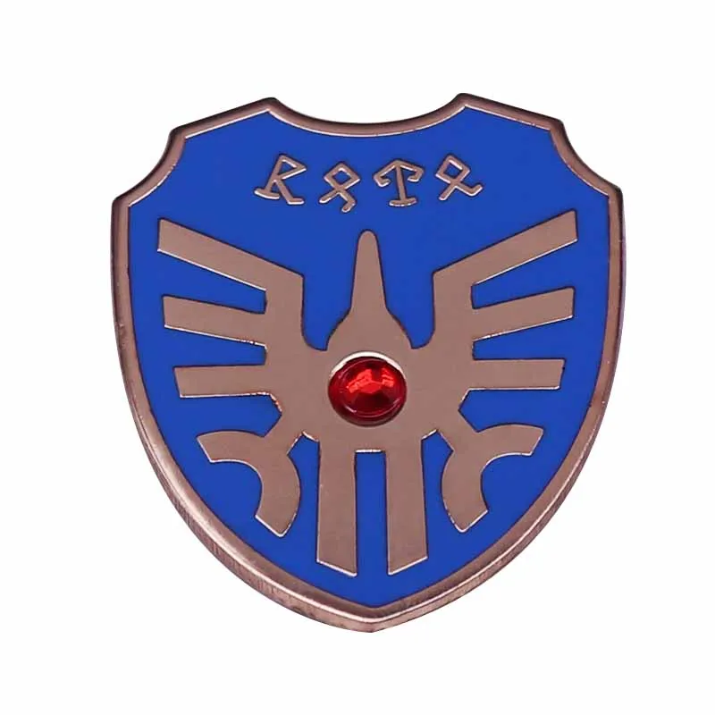 Dragon Quest Shield Brooch RPG Game Lovers Accessories