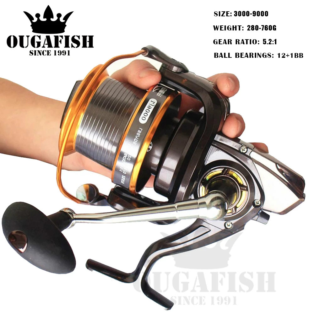 

Big Strong Metal Spinning Reel 12+1BB Peche Carp Fishing Reels Super Big Sea Fishing Wheel High Speed 4.11:1 Fish Tools Molinete