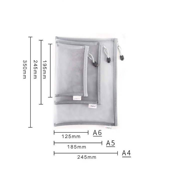 A4A5A6 exam paper bag pen bag transparent mesh zipper student office simple large capacity paper bag