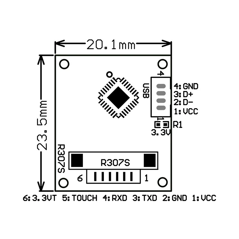 GROW R307S DC4.2-6V or DC3.3V 1000 Capacity Optical Fingerprint Module Sensor Reader USB UART Interface For Access Control