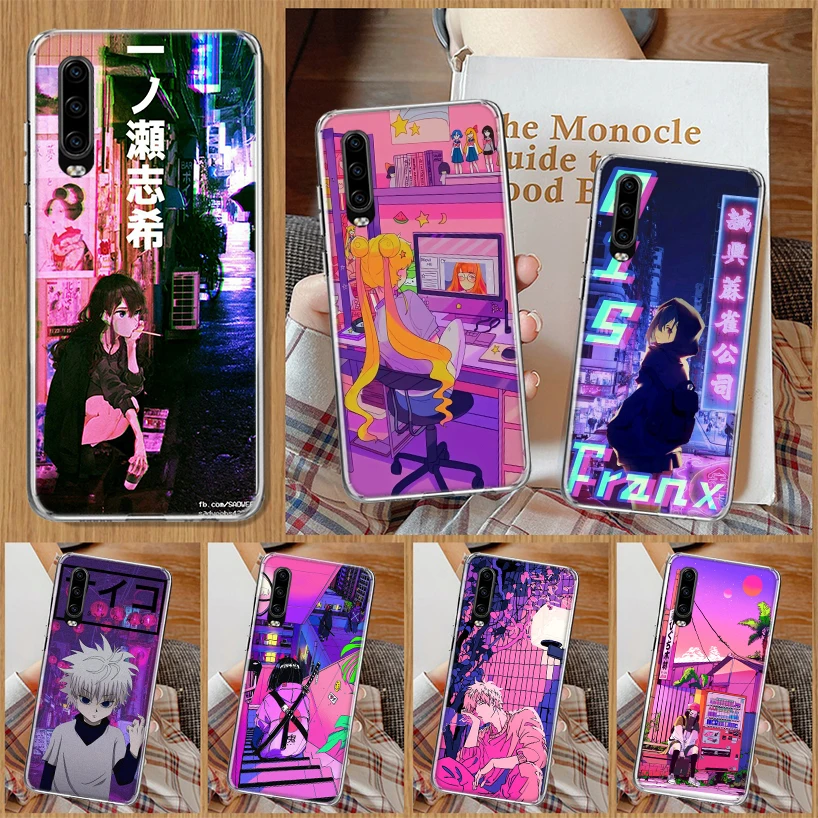 Anime Vaporwave Glitch Hot Phone Case For Huawei P30 P20 P10 P40 P50 Mate 40 30 20 10 Pro Lite + Soft Cover House Coque Fundas