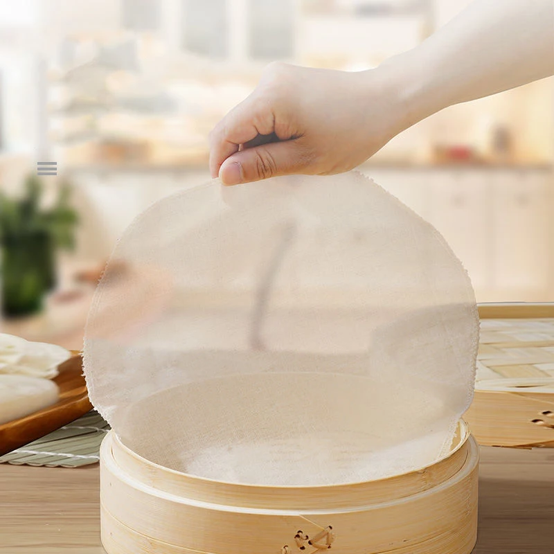 5Pcs Cotton Steamer Cloth Round Cotton Gauze Drawer Steamer Mat Stuffed Buns Steamed Bread Steamer Kitchen Steamer 5