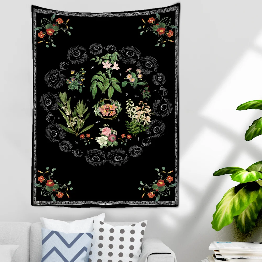 

Bohemian Flowers Tapestry Wall Hanging Witchcraft Simple Style Mandala Kawaii Room Wall Background Home Decor