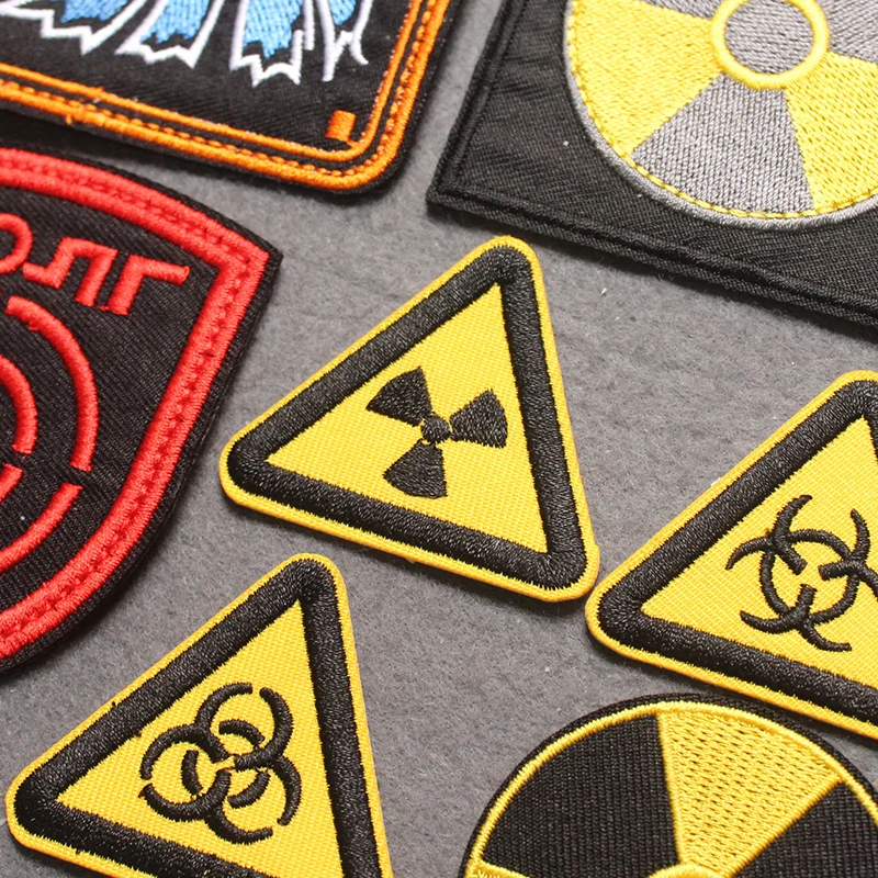 

Nuclear Biochemical Warning sign Patches For Clothing Punk Clothes Stripes STALKER Badge Patch Embroidered Patches On Clothes