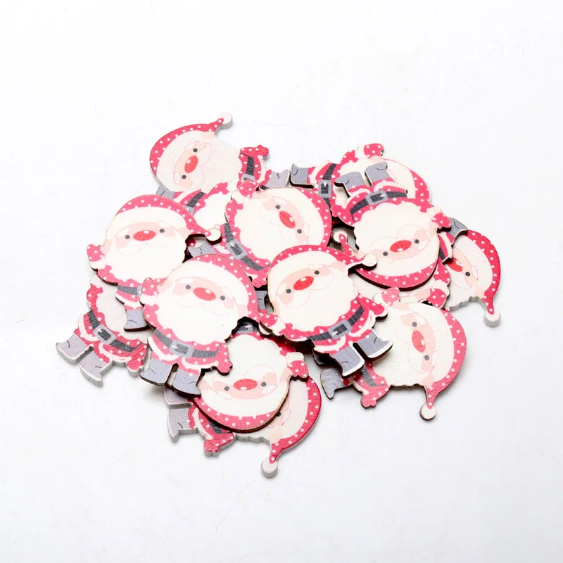 50pcs/pack Mix Christmas Decorative Wooden Buttons DIY 2 Holes Handmade Scrapbooking For craft Supplies Sewing Accessories