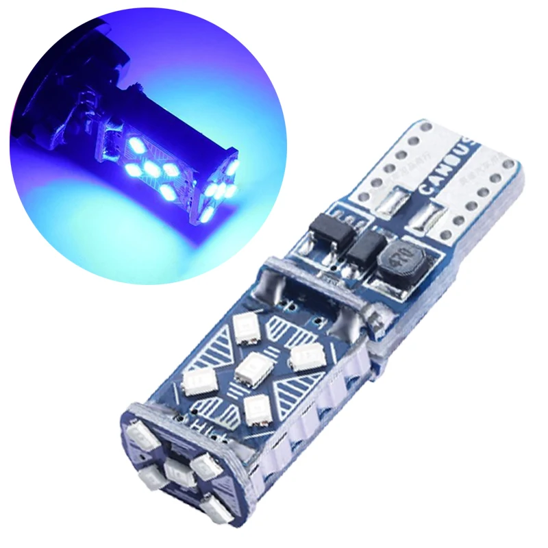 10Pcs/Lot Blue T10 W5W 2016 15SMD Canbus Error Free LED Bulbs For Clearance Lamps Car Interior Dome Lights Wide Voltage 12V 24V