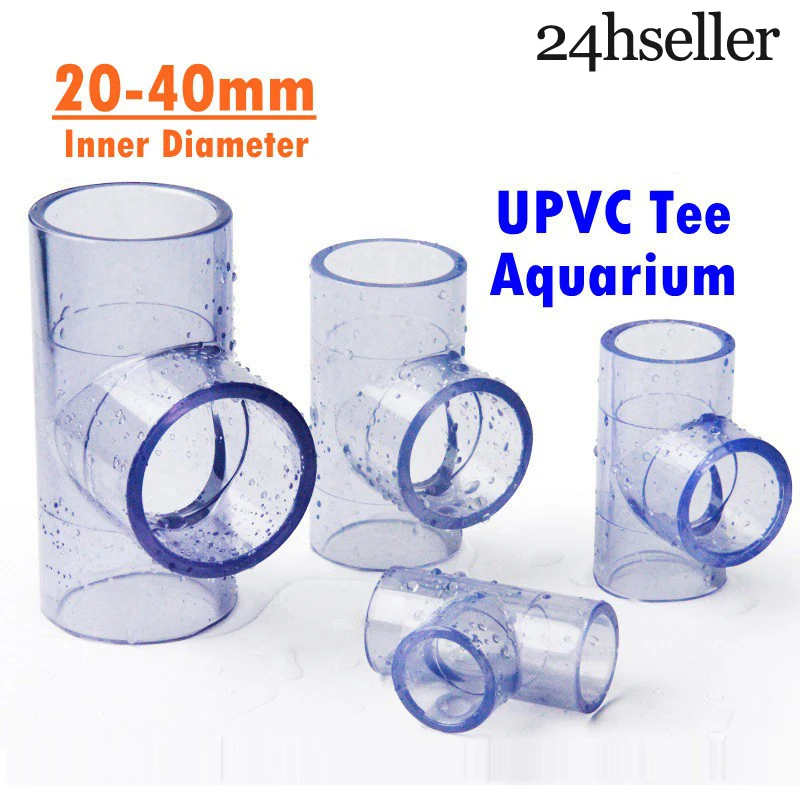 

1pcs Inner Diameter 20mm/25mm/32mm/40mm Transparent Pipe Fitting Clear UPVC Tee for Aquarium Fluid Demonstration