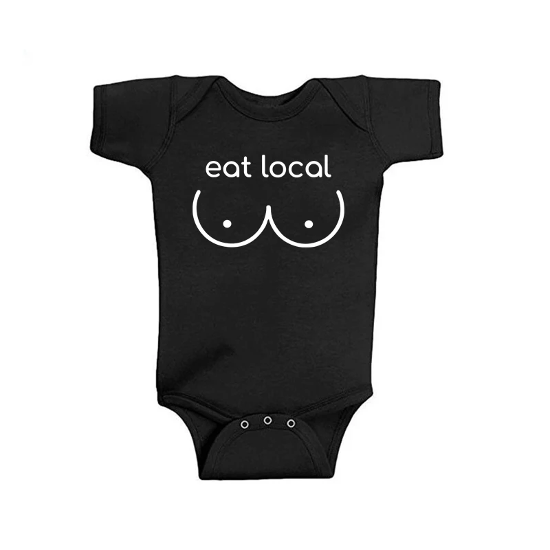 Breastfeeding Eat Local Newborn Baby Bodysuits Funny Cotton Baby Summer Short Sleeve Jumpsuit Casual Boys Girls Onesie Clothes