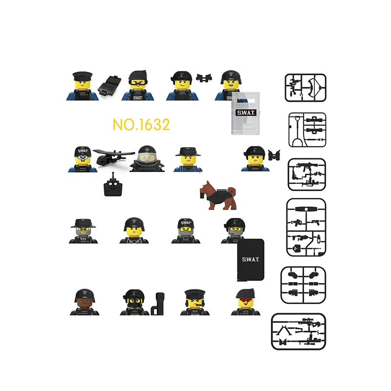 Kids Military Special Forces Soldiers Bricks Figures Guns Weapons Compatible Small Assemble Building Blocks Toys Children Gift image 6