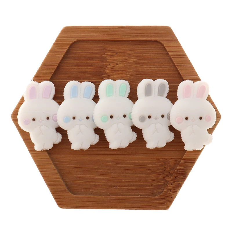 Rabbit Rodent Silicone Beads 50pc Baby Teether Bunny Infant Chewable Teething Necklace Pendant DIY Pacifier Soothe The Chain Toy