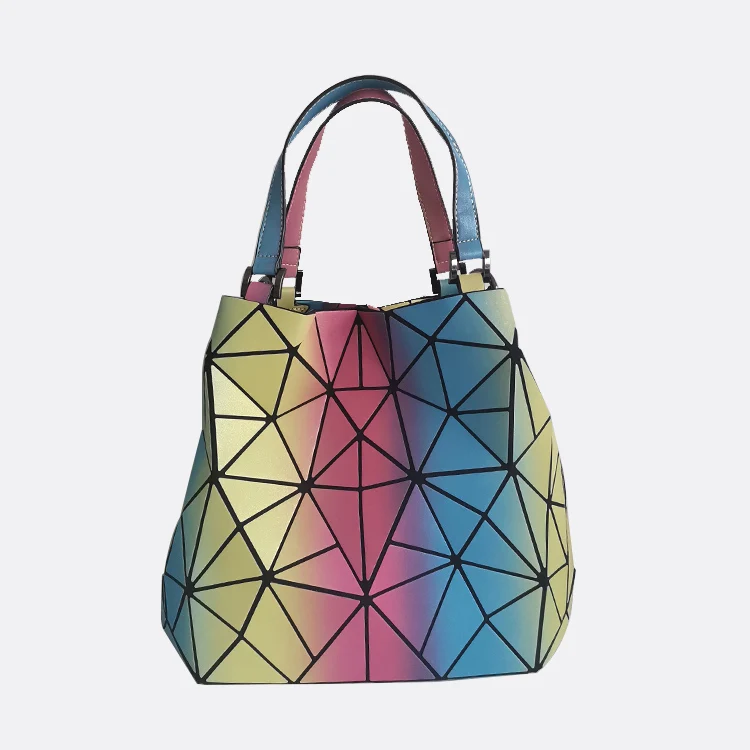 New Geometric Stitching Rainbow Handbag Women\'s Fashion Simple Single Shoulder Bag