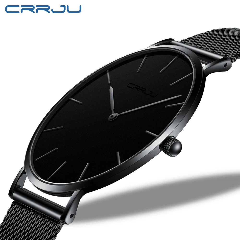 CRRJU-reloj analógico de cuarzo para hombre, accesorio de pulsera de cuarzo resistente al agua con calendario, complemento Masculino deportivo de