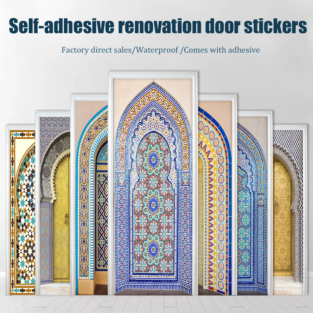 

Arabian Style Boutique 3D Effect Door Sticker Home Decoration DIY Wall Stickers Living Room Art Mural Peel & Stick PVC Wallpaper