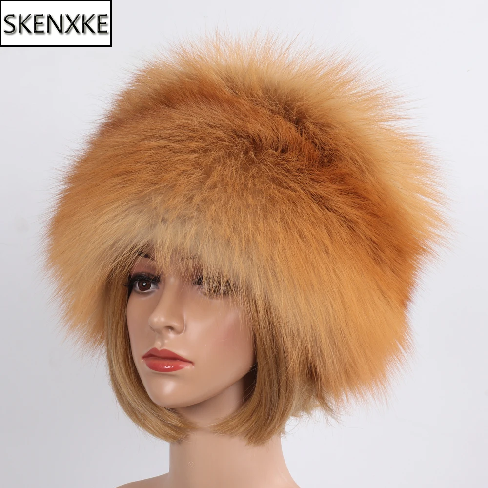 Brand Luxurious Winter 100% Natural Fox Fur Bomber Hats Women Thick Warm Fluffy Real Fox Fur Hat Full Pelt Lady Real Fur Caps