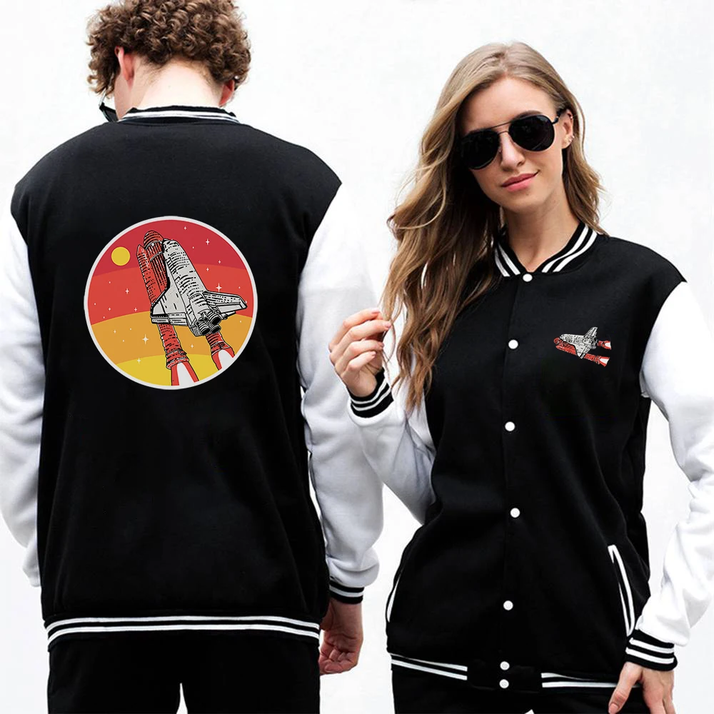 Astronaut series Prints Autumn Mens Casual Baseball Uniform Fashion Coat Tracksuits Warm Male Clothing Streetwear Bomber Jacket