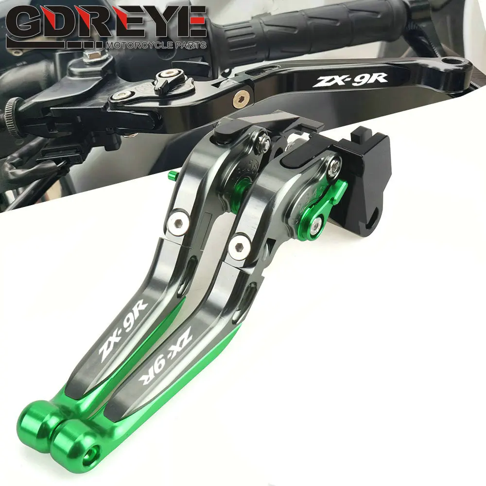 Brakes-Cluth For Kawasaki ZX9R ZX-9R 1998 1999 Motorcycle CNC Adjustable Foldable Brake Clutch Lever Handle Grips ZX 9R LOGO