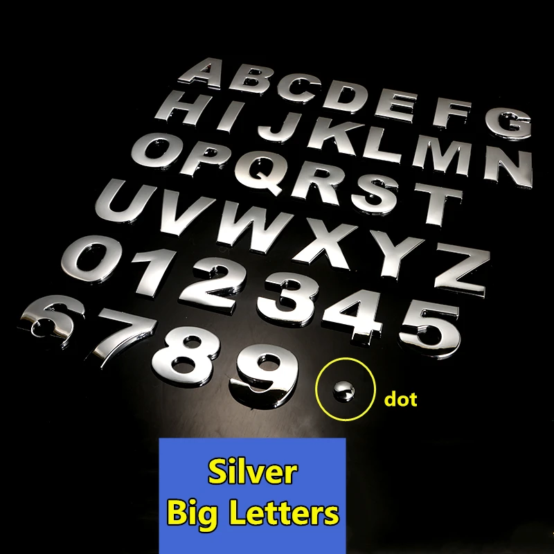 WL New 45mm And 25-28mm 3D DIY Letters Alphabet Emblem Chrome & Black Car Sticker Digital Badge Logo  Accessories Motorcycle