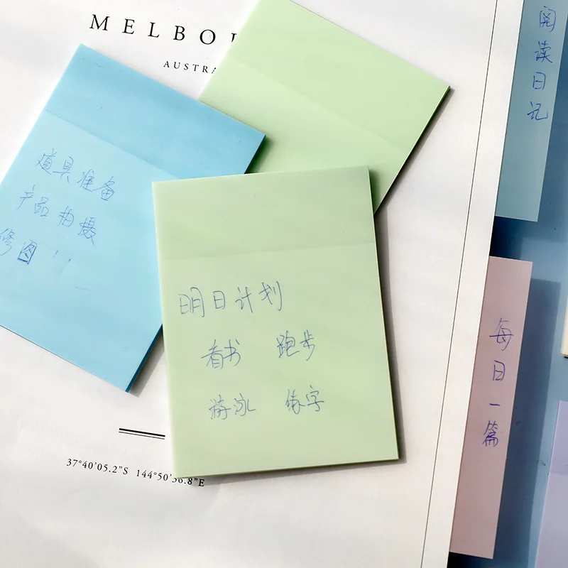50sheets Transparent Sticky Notes Sticky Student Notes Sticky Notes Stickers Tear Simple Notes Paper Ins Sticky Notes Memo Pads