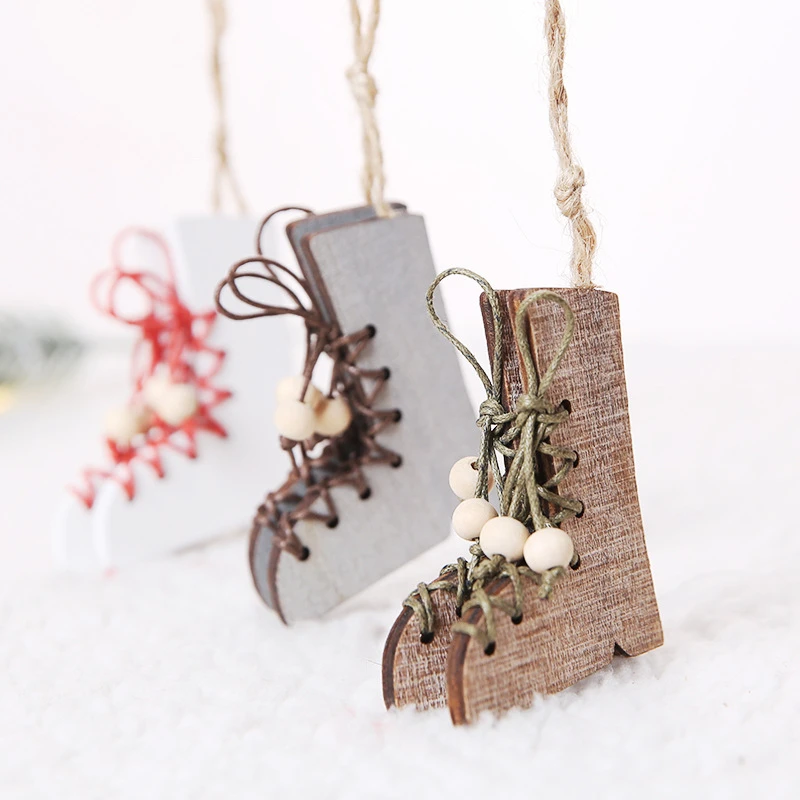 1Pcs Natural Wood Christmas Decoration Tree Pendant Hanging Ornament Gifts Xmas New Year Party Wedding Home Decor Supplies 63022