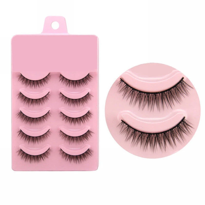 5 Pairs Nerz Haar Falsche Wimpern 3D Natürliche Kurze Kreuz Gefälschte Wimpern Verlängerung Make-Up Handgemachte Volle Streifen Wimpern