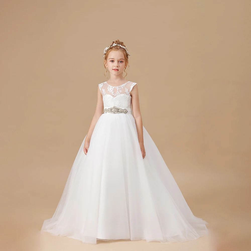 Robe de demoiselle d'honneur princesse classique et élégante pour enfants, robe de Rhde fête, cérémonie de mariage, anniversaire, soirée