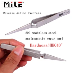 MILE 121mm Cross Lock Stainless Steel Precision Reverse Tweezers Mobile Phone Repair Manual Tool