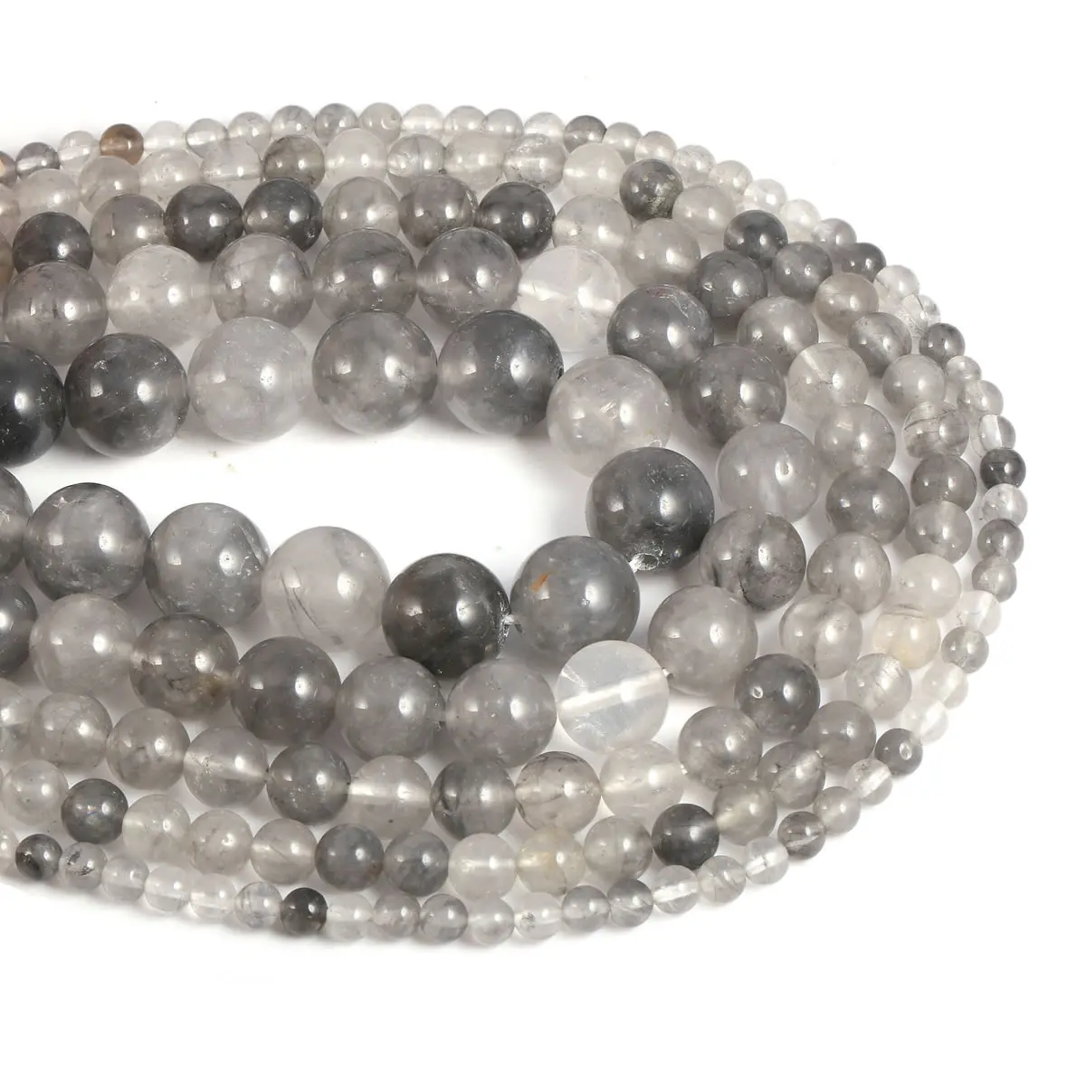 

Natural Stone Beading Gray crystal Round Loose Beads Isolation beads For jewelry making DIY bracelet necklace accessories