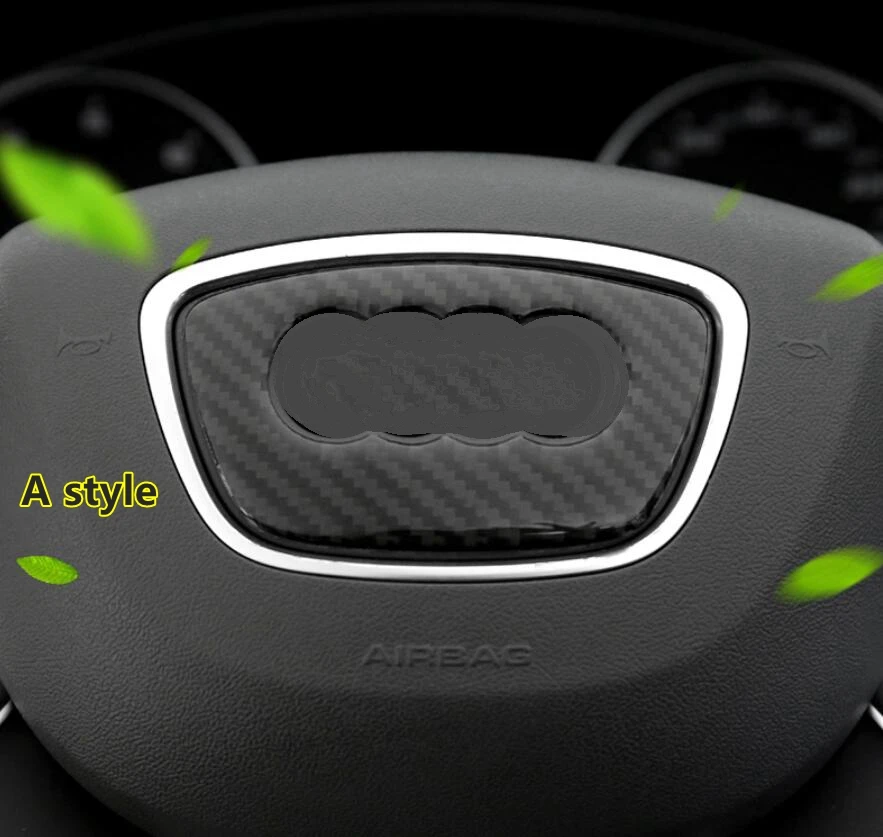 Car Carbon Fiber Steering Wheel Logo Sticker Frame Cover For Audi A1 A3 A4 A5 A6 A7 Q3 A6 C7 Q5 A8 Q7 B6 B7 Auto Accessories