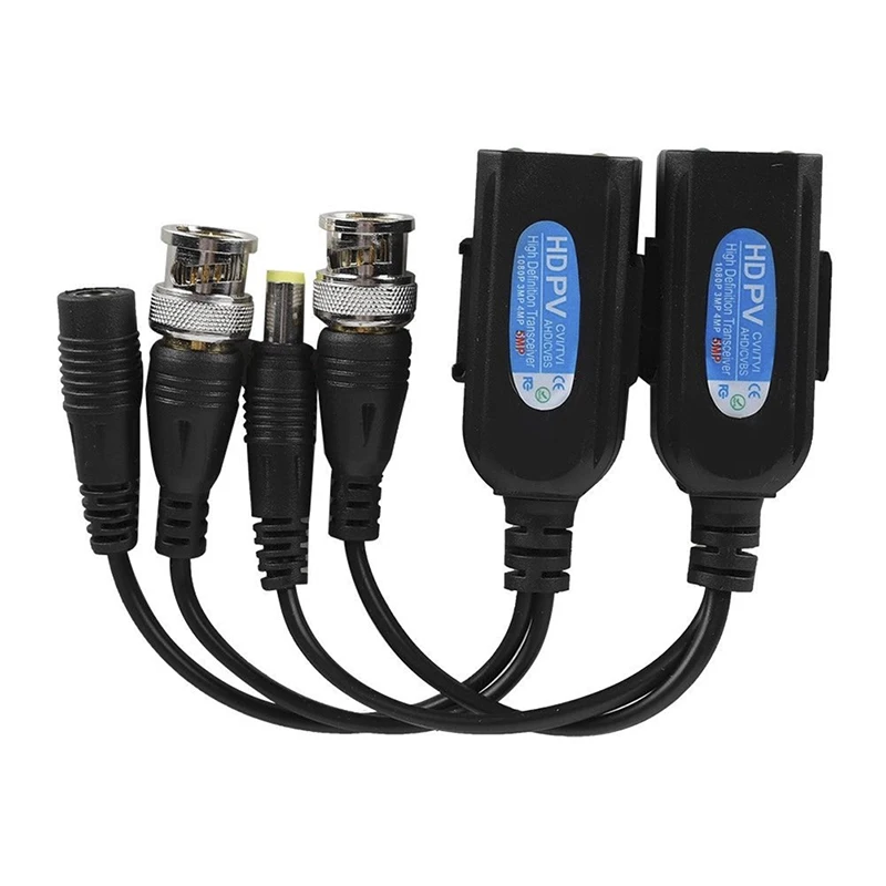 5 Pairs 4K Passive Video Balun BNC DC Power Transfer to RJ45 Connector Converter BNC Power For 5MP 8MP HD AHD/CVI/TVI Camera