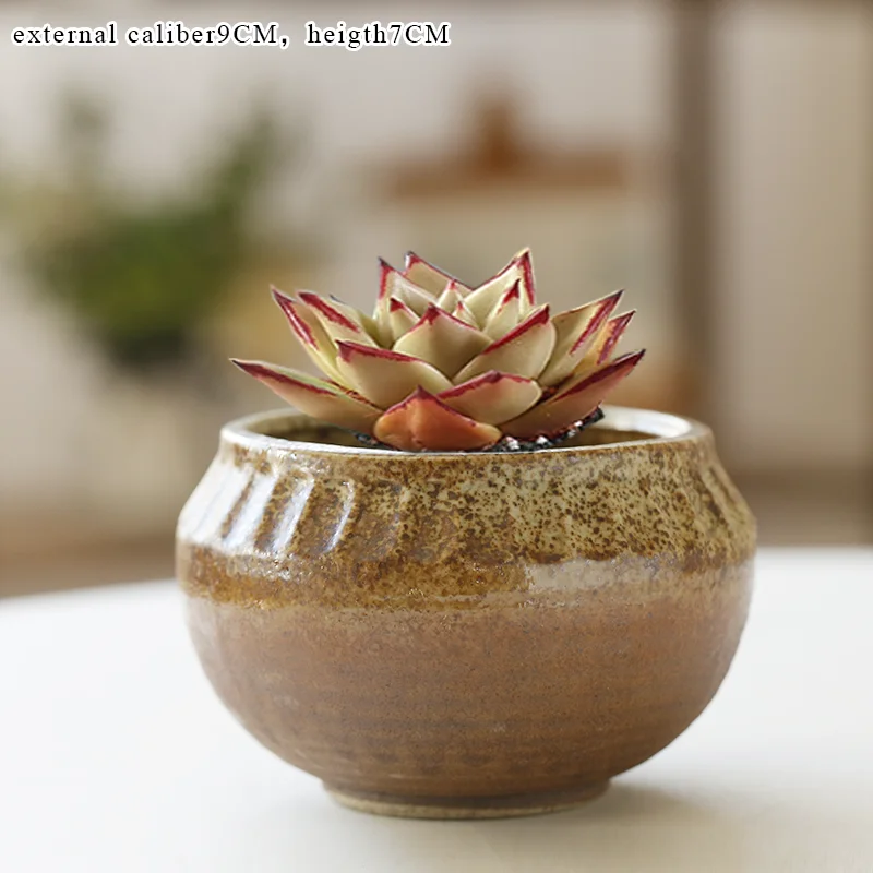 Flower Pot Stone Pottery Ceramic Succulent Cactus Pot Plant Garden Ceramic Planter Pots Outdoor