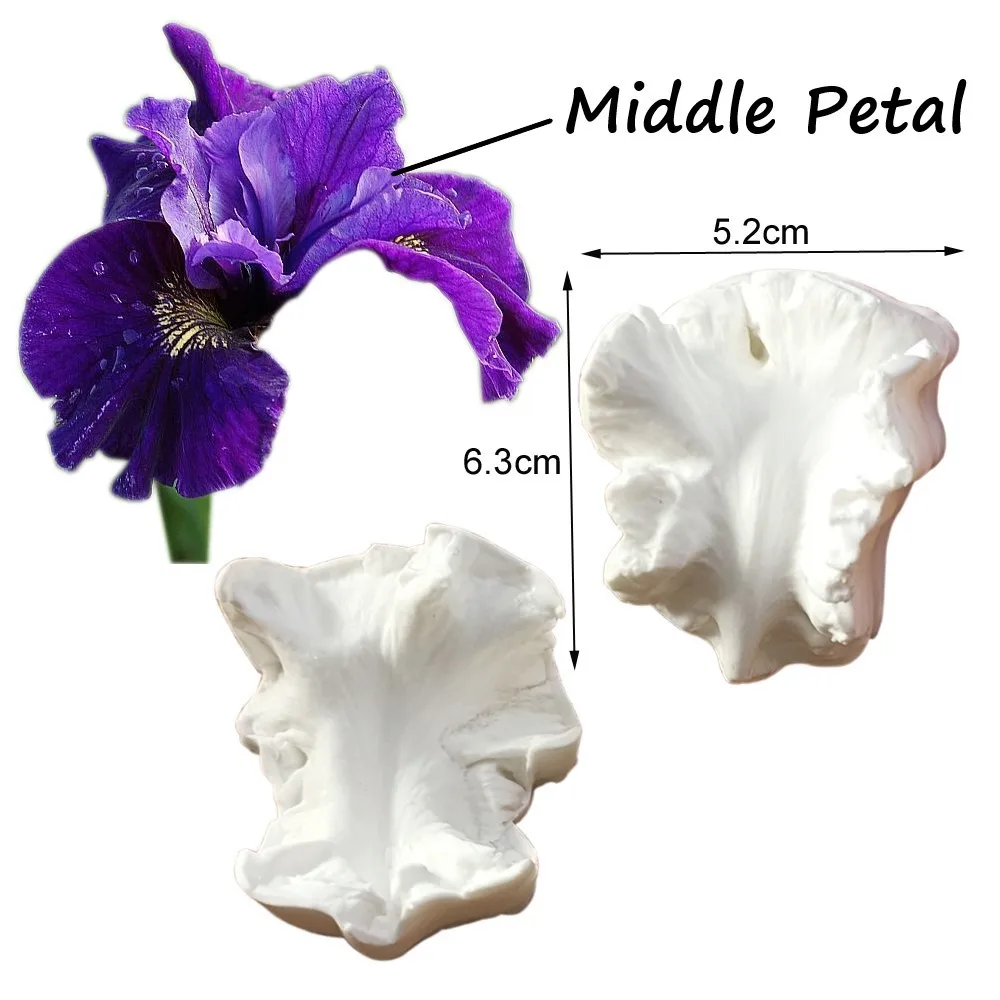 NEW 2PCS Big Bearded Iris Flower Petals Silicone Mold Fondant Cake Decorating Tool Chocolate Gumpaste Sugar Bakeware Mould M2830