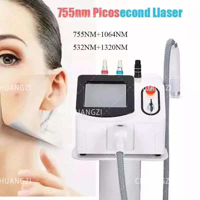 Máquina portátil de beleza a laser de picossegundo, pigmento de tatuagem, remoção de sobrancelha, equipamento de beleza a laser pico comutável