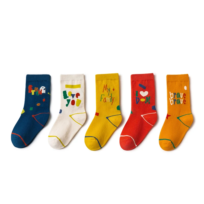 5Pairs/lot Baby Socks Autumn Winter Warm Kids Cotton Socks Cute Colorful Rainbow Candy Thick Socks Children Cartoon Socks