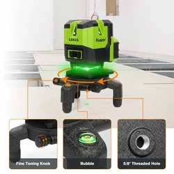 Huepar Multi-Line Laser Level Self-leveling Vertical & Horizontal Lines & Plumb Dot Greem Cross Line Laser Tools with Hard Case