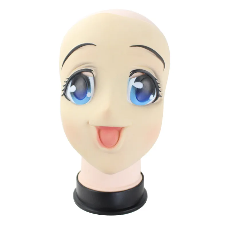 

Big Eyes Girl Half Head Latex Mask Kigurumi Mask cartoon Cosplay Japanese Anime Role Lolita Mask Crossdress Doll