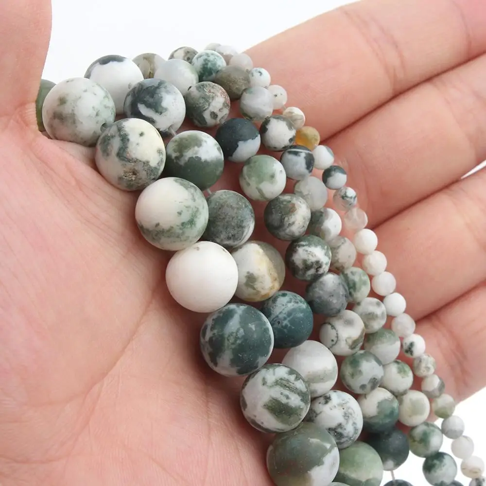 Matte Dull Matte Tree Agates Stone Natural Beads For Jewelry Making Loose Spacer Beads Diy Bracelets 15