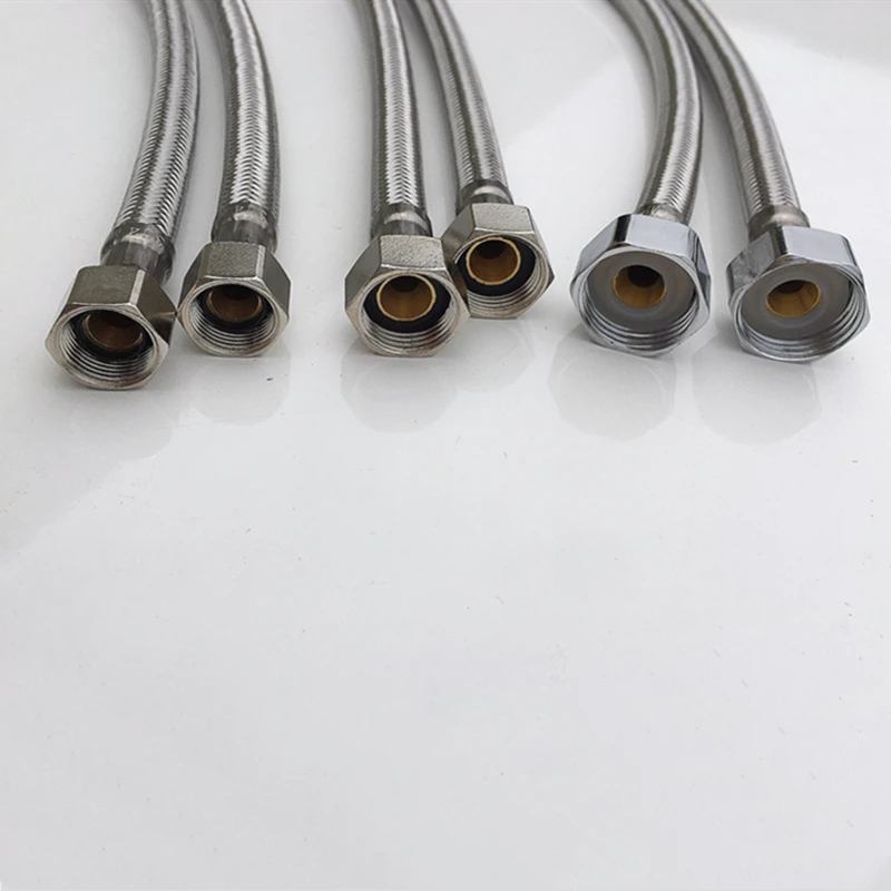 Badezimmer-Schlauch Edelstahl Flexible Sanitärrohre Küche 2-teiliges Set Kalt-Warm-Wasserhahn Zulaufschlauch G 1/2, G 3/8, G 9/16 – Detail 9