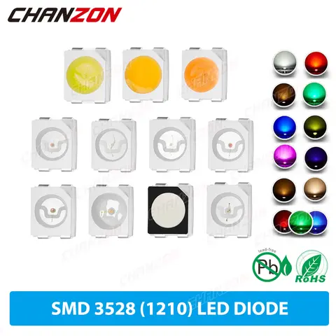 100Pcs 3528 1210 SMD LED Diode Light Emitting Chip Warm White Red Green Blue Yellow Orange UV Purple Pink RGB PLCC2 PLCC4 SMT