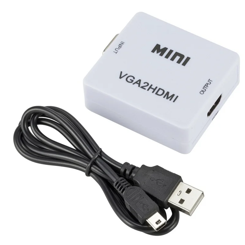 Portable Mini VGA to HDMI-compatible Converter VGA2HDMI Video Box Audio Adapter 1080P For Notebook PC HDTV Projector TV VGA2HDMI