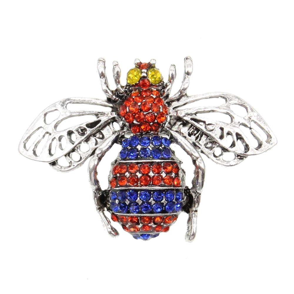 10PCS Mix Color Vintage Rhinestone Bumble Bee Brooches Honeybee Insect Bee Brooch Pin For Women