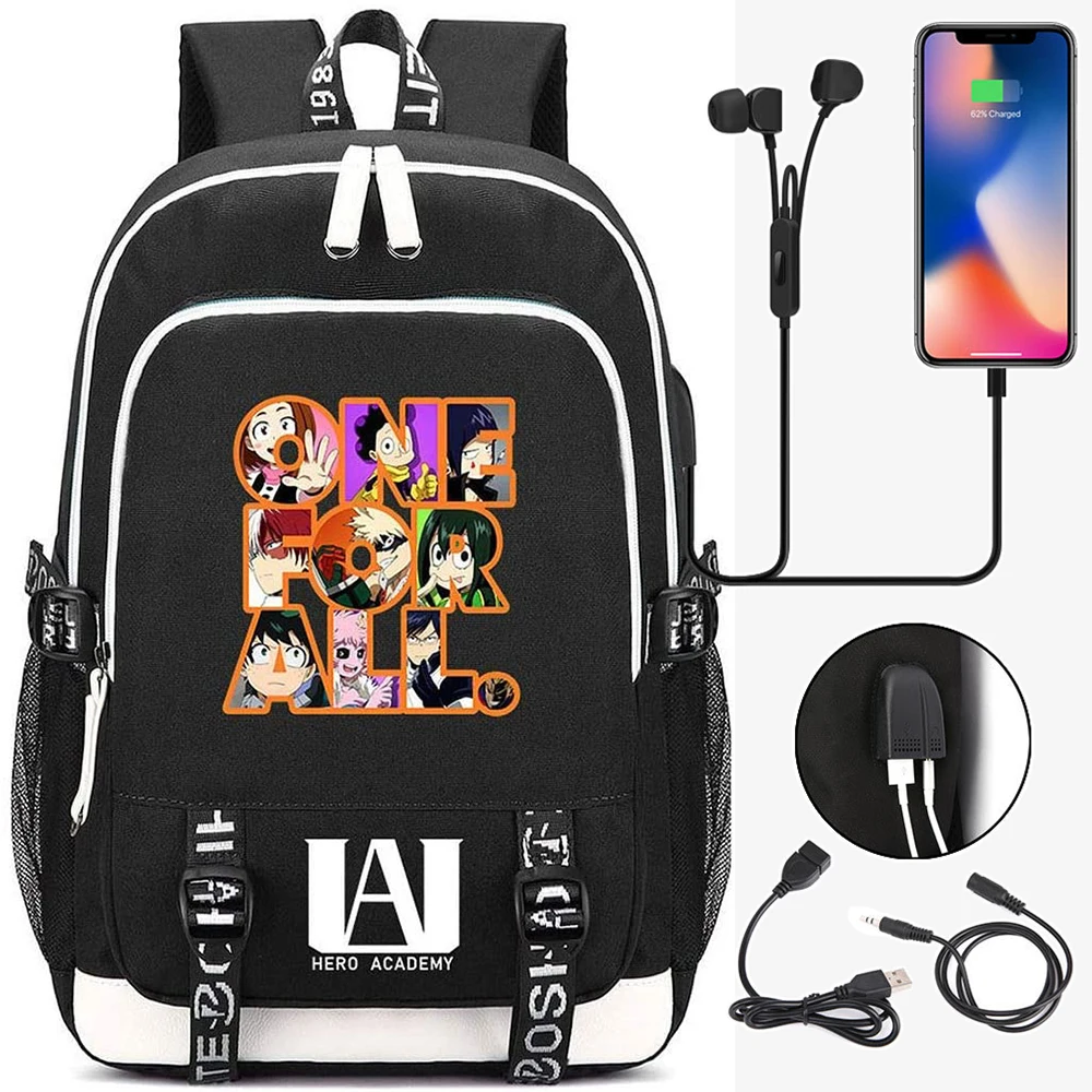 MHA Backpack Anime My Hero Academia Cosplay Bookbag One For All Unisex Deku School Bag All Might Mochila