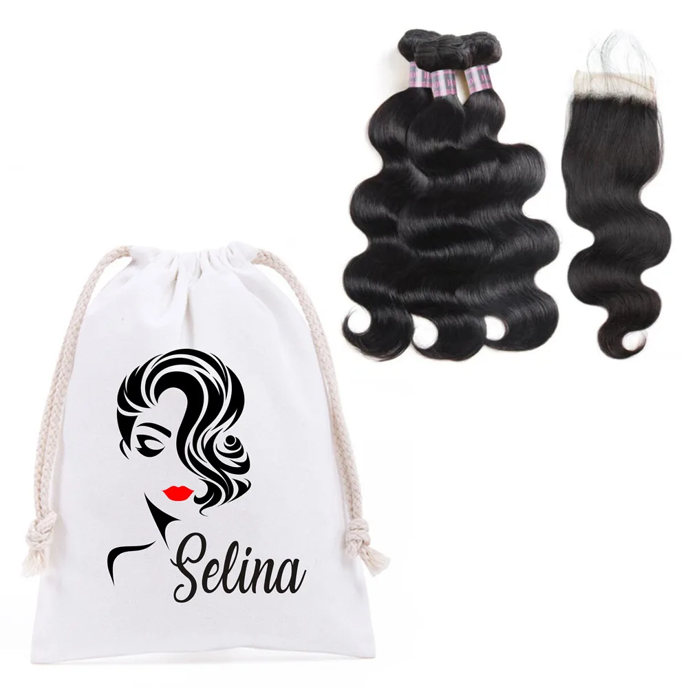 New Custom Name Women Hair Bundles Canvas Bags Personalized Drawstring Wig Packing Bags Birthday Gifts Bag Hair Salon Wig Bag