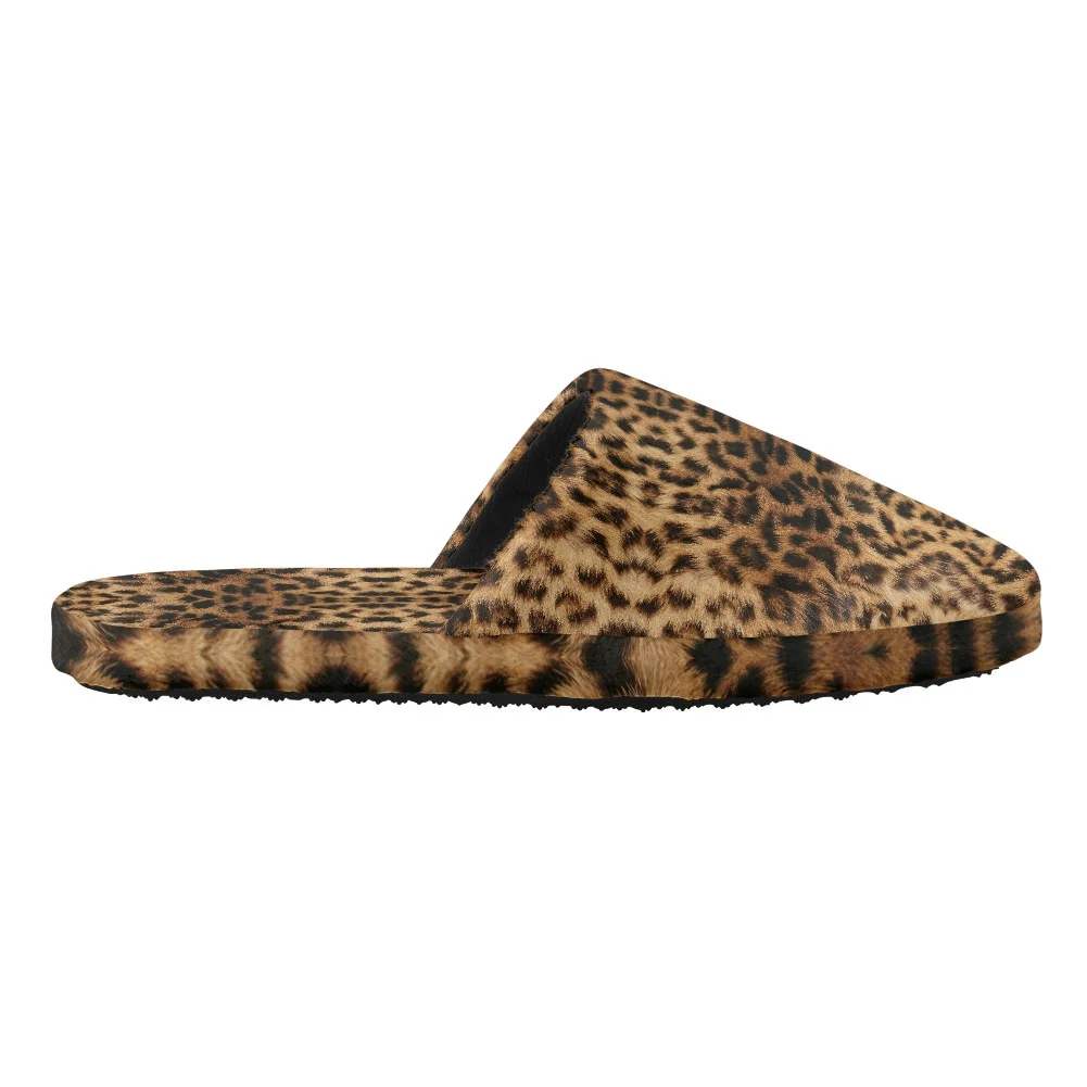 Noisydesigns Cotton Slippers Household Fall/Winter Thick-Soled Non-Slip Home Leopard Grain Furnishing Plush Couple Indoor Warm