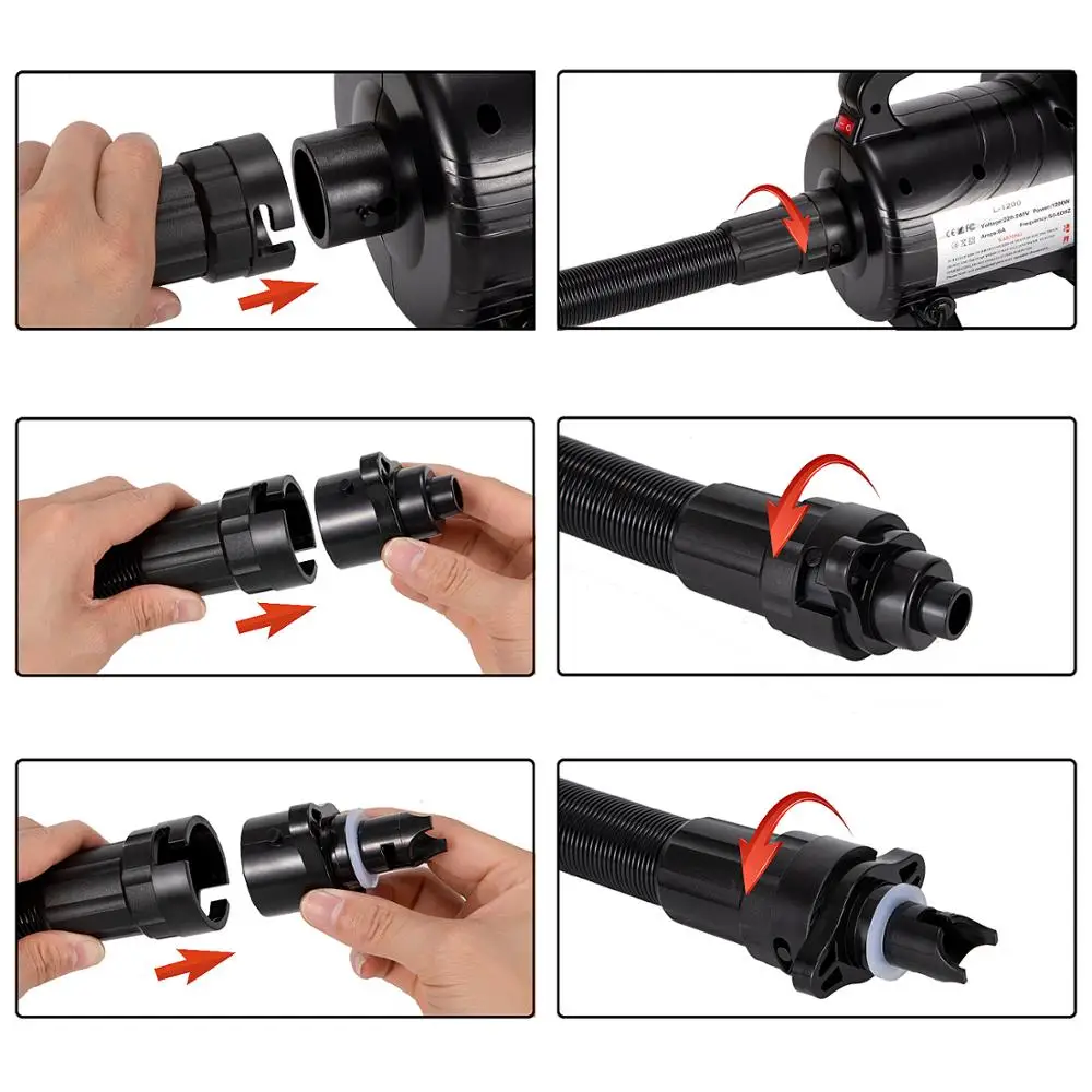 1200W Portable High Pressure Electric Air Pump Air Blower Quickly Inflate for Rubber Boat Inflatable Boat Raft Kayak Zorb Ball