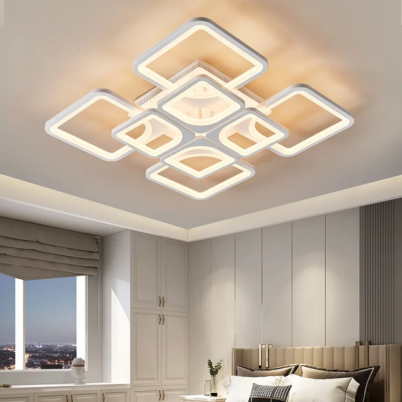 Living Room Simple Modern LED Ceiling Lamp Square Creative Personality European Bedroom Restaurant Atmospheric Household Lamps