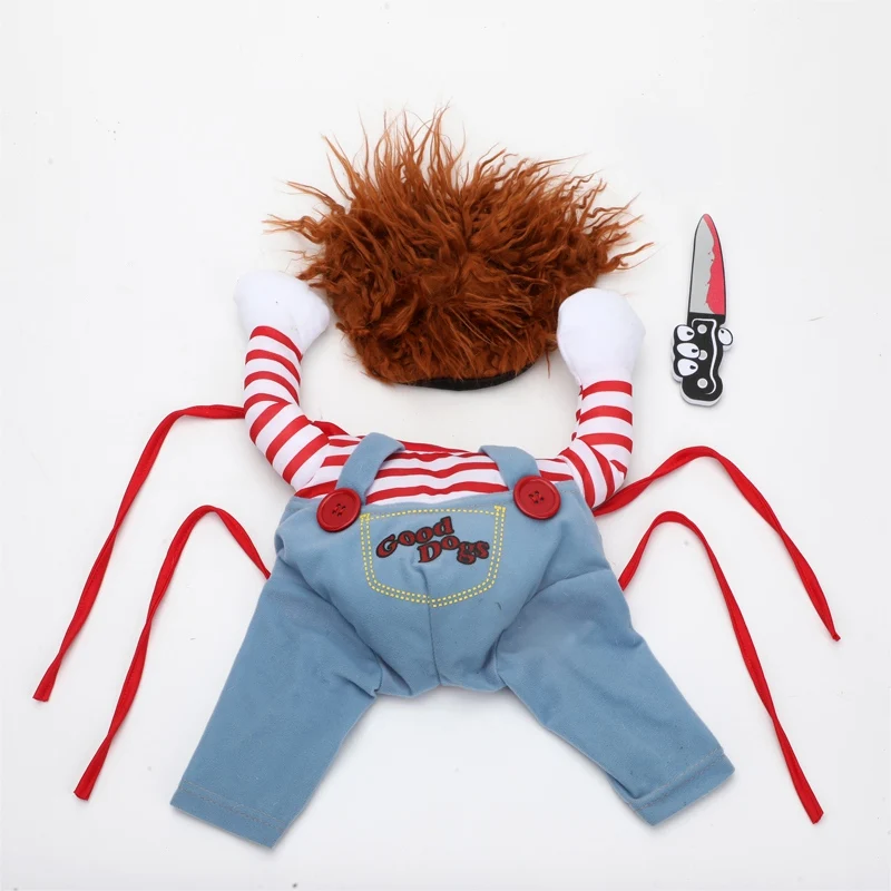 Pet Dog Halloween Clothes Dogs Holding a Knife Halloween Christmas Costume Novelty Funny Pet Cat Party Cosplay Apparel Clothing image 5