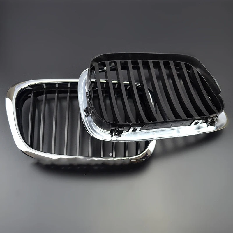 100% Brand New And High Quality ABS plastic Black and silver surround Front Chrome Grille Grill For B/MW E39 5-series 97-03